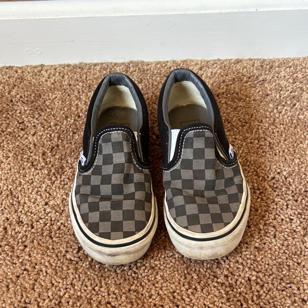Vans Kids Black and Gray Checkered Sneakers
